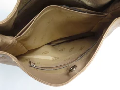 Beige Large Vintage Leather Hobo Bag
