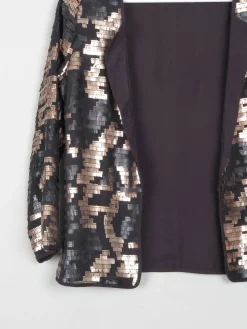 Black & Gold Sequin Cropped Jacket Xs/S