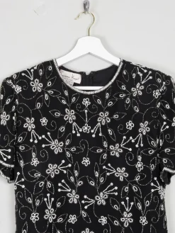 Black & White Beaded Vintage Top S