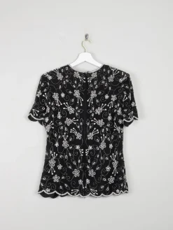 Black & White Beaded Vintage Top S