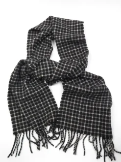 Black, Grey & White Check Wool Scarf