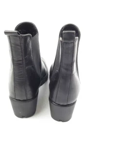 Black Leather Ankle Boots With Wedge Heels 41/8