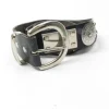 Black Leather Vintage Belt With Silver Metal Pieces M/L