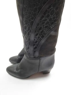 Black Leather Vintage Boots With Sheepskin 36/3