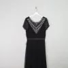 Black Long Vintage Style Chiffon Dress With Beading New 12