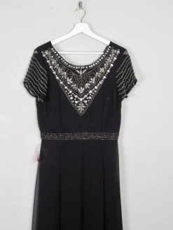 Black Long Vintage Style Chiffon Dress With Beading New 12