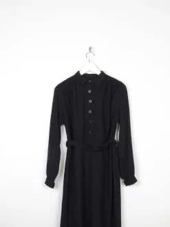 Black 1940s Crepe Wool Dress 8