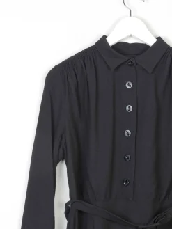 Black 1940s Crepe Wool Dress 8