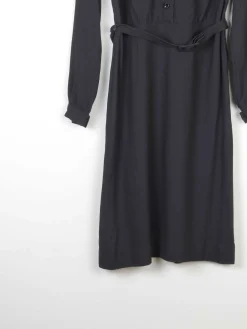 Black 1940s Crepe Wool Dress 8