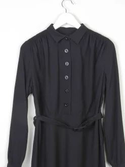 Black 1940s Crepe Wool Dress 8