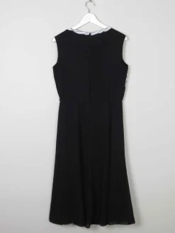 Black 1970s Vintage Dress With Appliqué White Floral Design 10