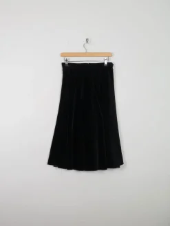 Black Velvet Vintage Full Skirt Midi S 28"