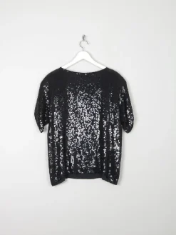Black Vintage Sequin 1980s Top With Beading S Relaxed Fit