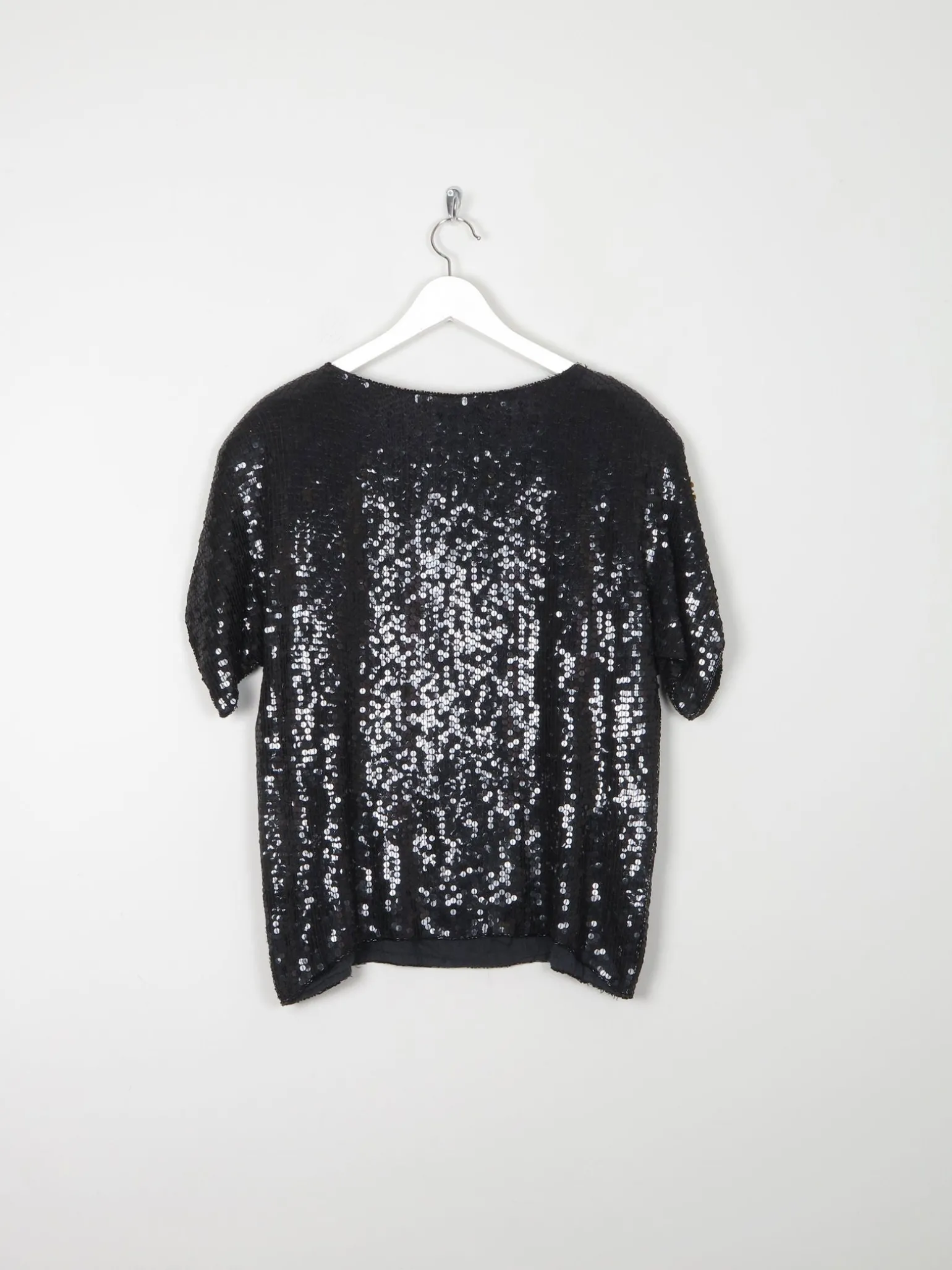 Black Vintage Sequin 1980s Top With Beading S Relaxed Fit