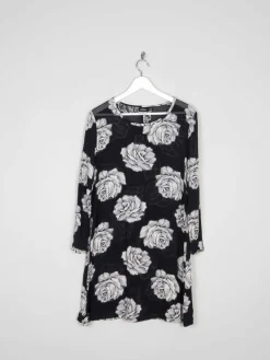 Black Vintage Whistles Dress With Flowers M