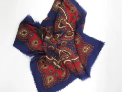 Blue & Red Vintage Wool Scarf