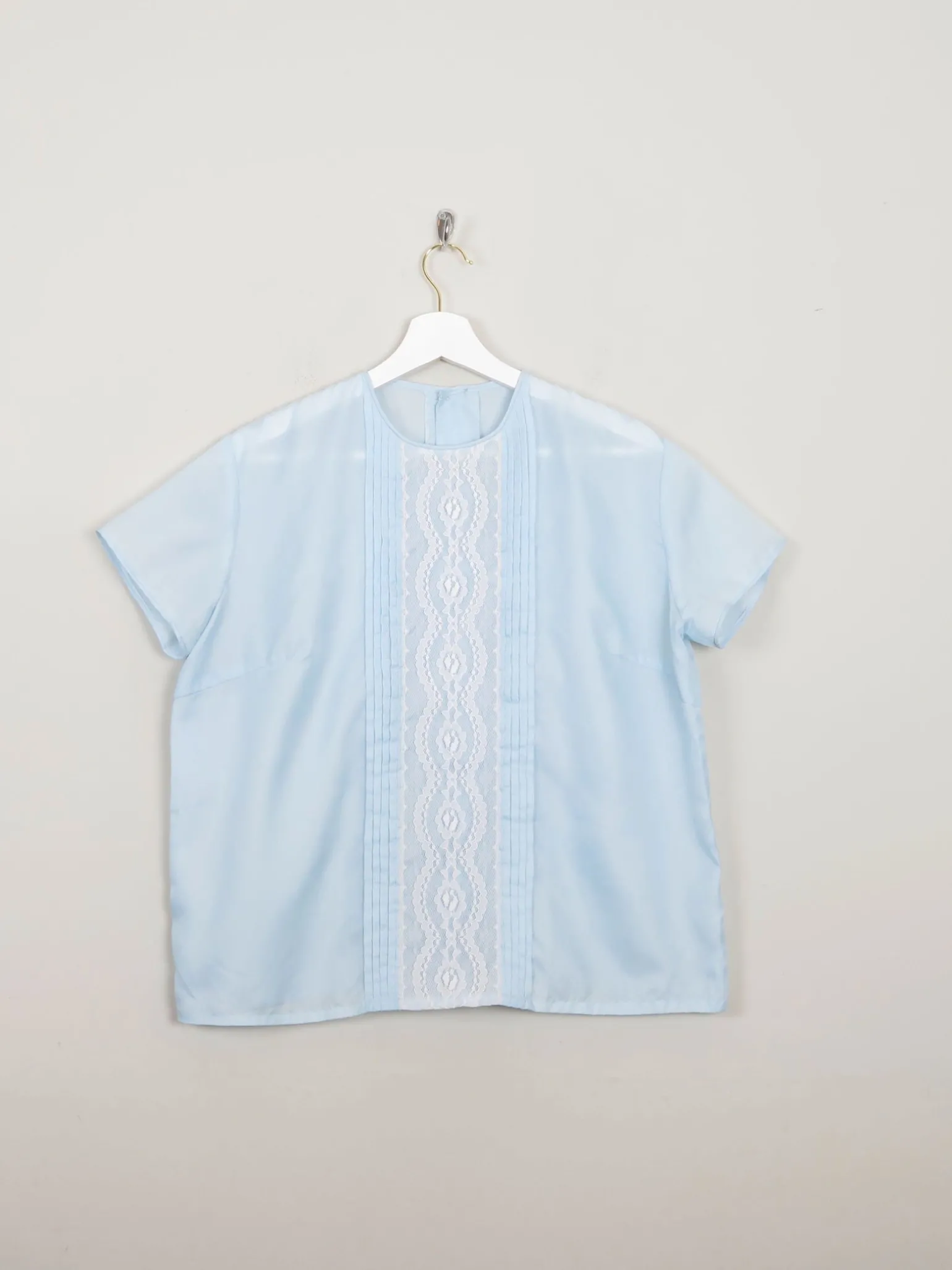 Blue 1960s Vintage Short Sleeved Blouse L
