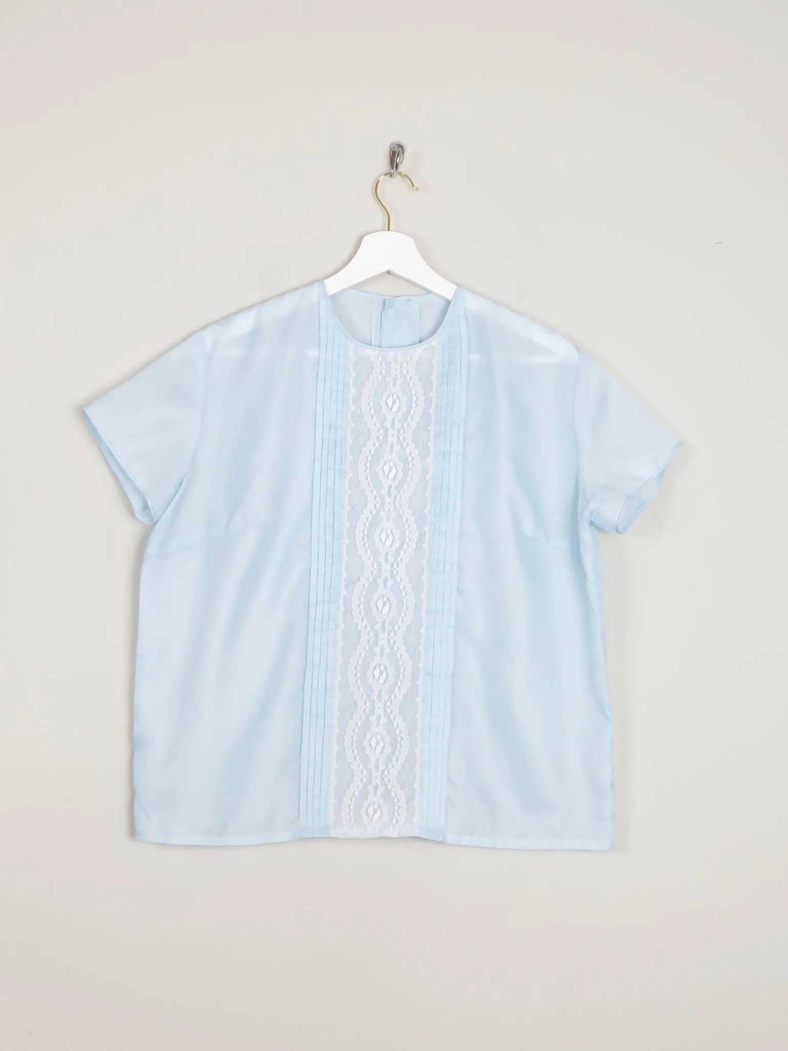 Blue 1960s Vintage Short Sleeved Blouse L