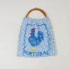 Blue Vintage Cotton Portugal Striped Embroidered Bag