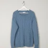 Blue Vintage Hand-knit Unisex Jumper L