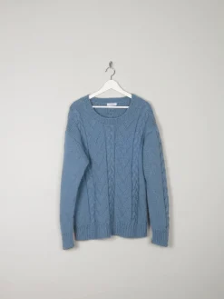 Blue Vintage Hand-knit Unisex Jumper L
