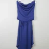 Blue Vintage 1970s Dress With Gold Trims S