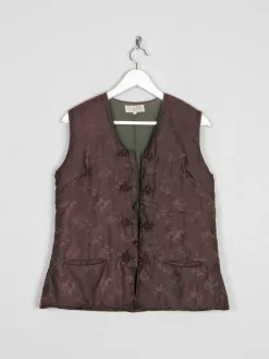 Brown Vintage Chinese Quilted Waistcoat XS 6/8
