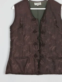 Brown Vintage Chinese Quilted Waistcoat XS 6/8
