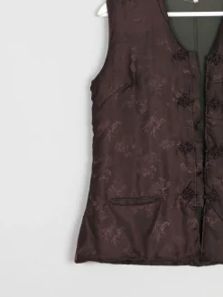 Brown Vintage Chinese Quilted Waistcoat XS 6/8