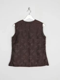 Brown Vintage Chinese Quilted Waistcoat XS 6/8