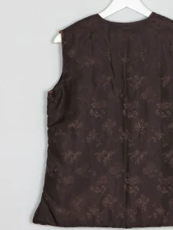 Brown Vintage Chinese Quilted Waistcoat XS 6/8
