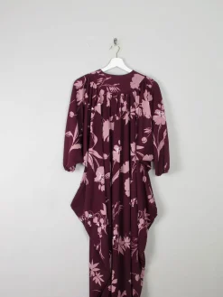 Burgundy & Pink Vintage Dress Kayser Oversized S-L