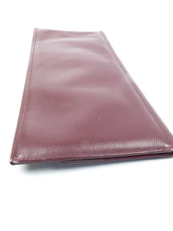 Burgundy Leather 1950s Large Clutch Vintage Bag