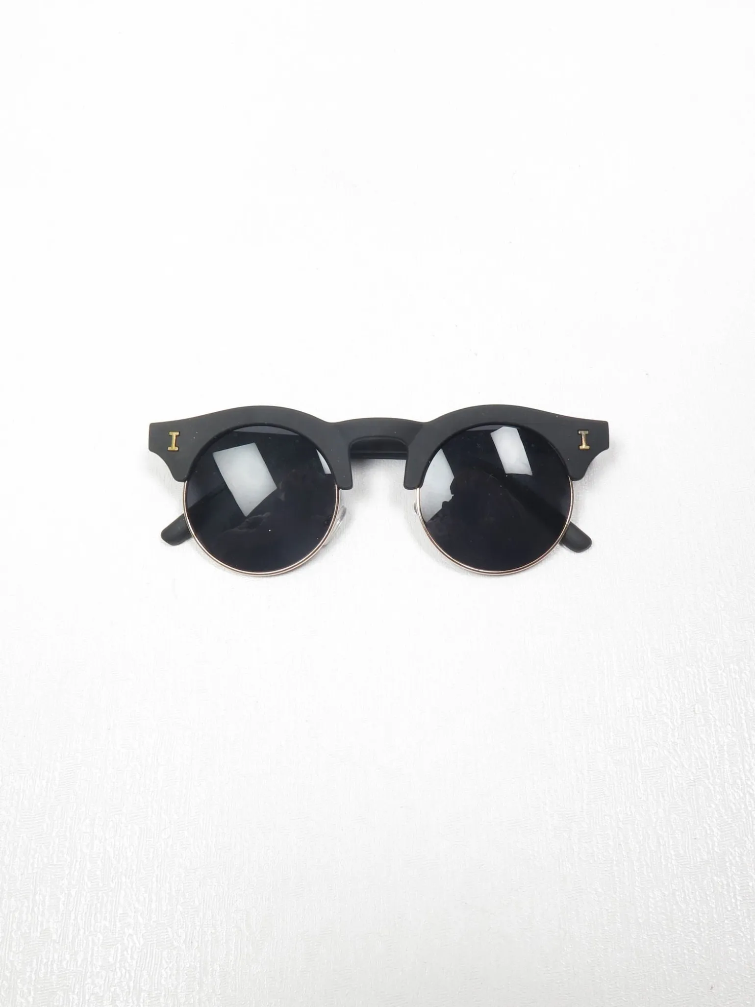 Clubmaster Style Sunglasses With Round Lenses Black/Brown
