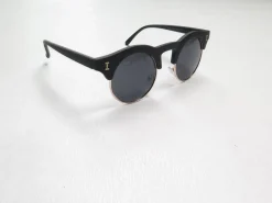 Clubmaster Style Sunglasses With Round Lenses Black/Brown