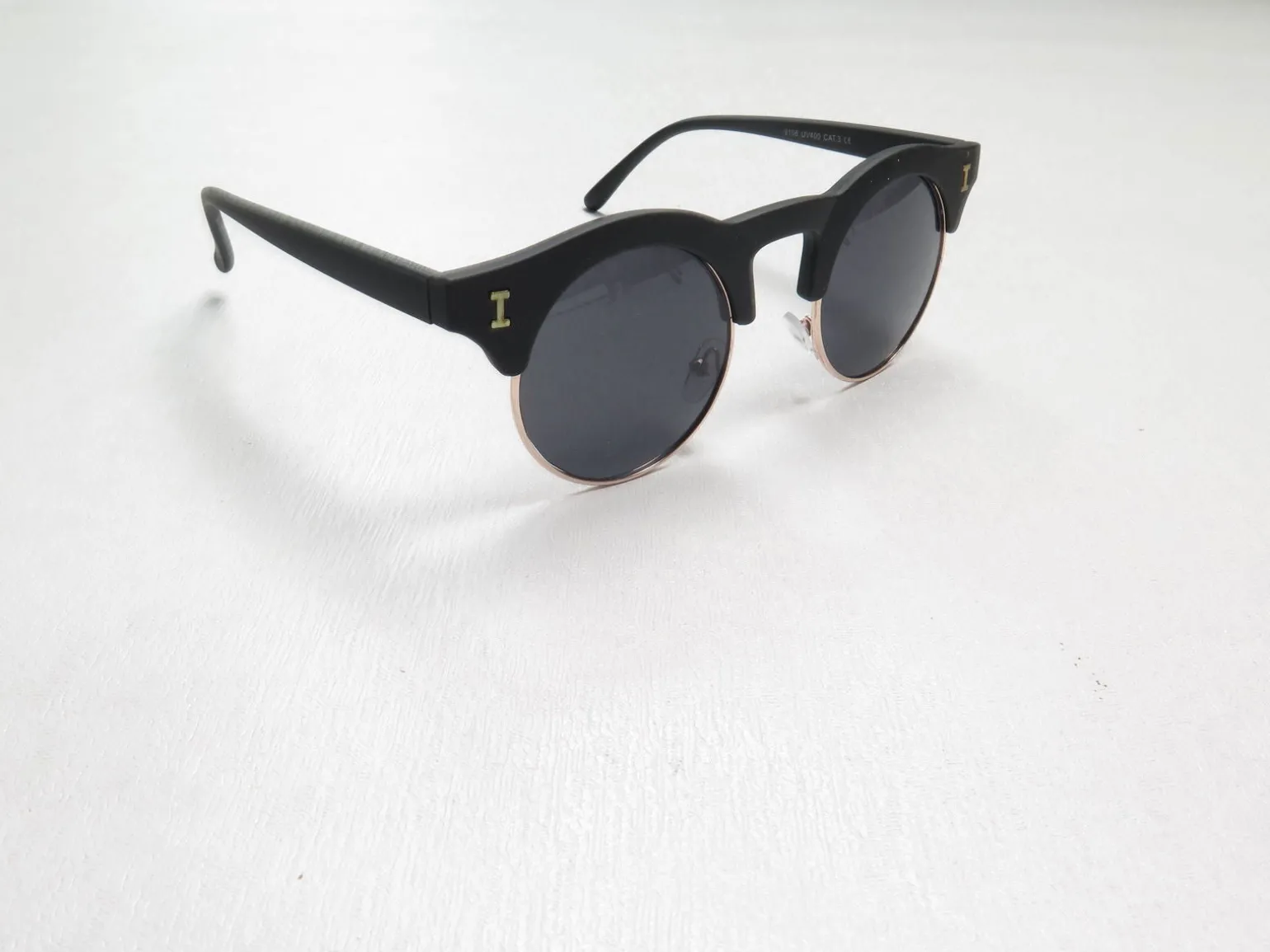 Clubmaster Style Sunglasses With Round Lenses Black/Brown