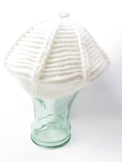 Cream Beret Vintage Knitted Crochet S/M