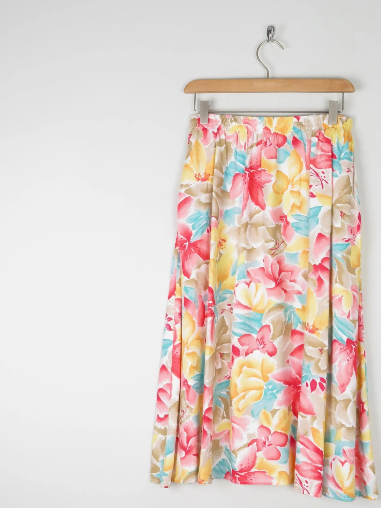 Floral Vintage Skirt With Elasticated Waist S