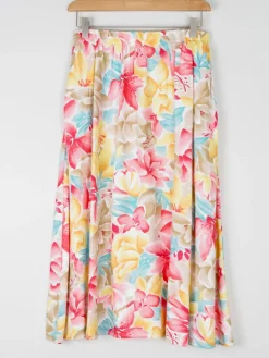 Floral Vintage Skirt With Elasticated Waist S