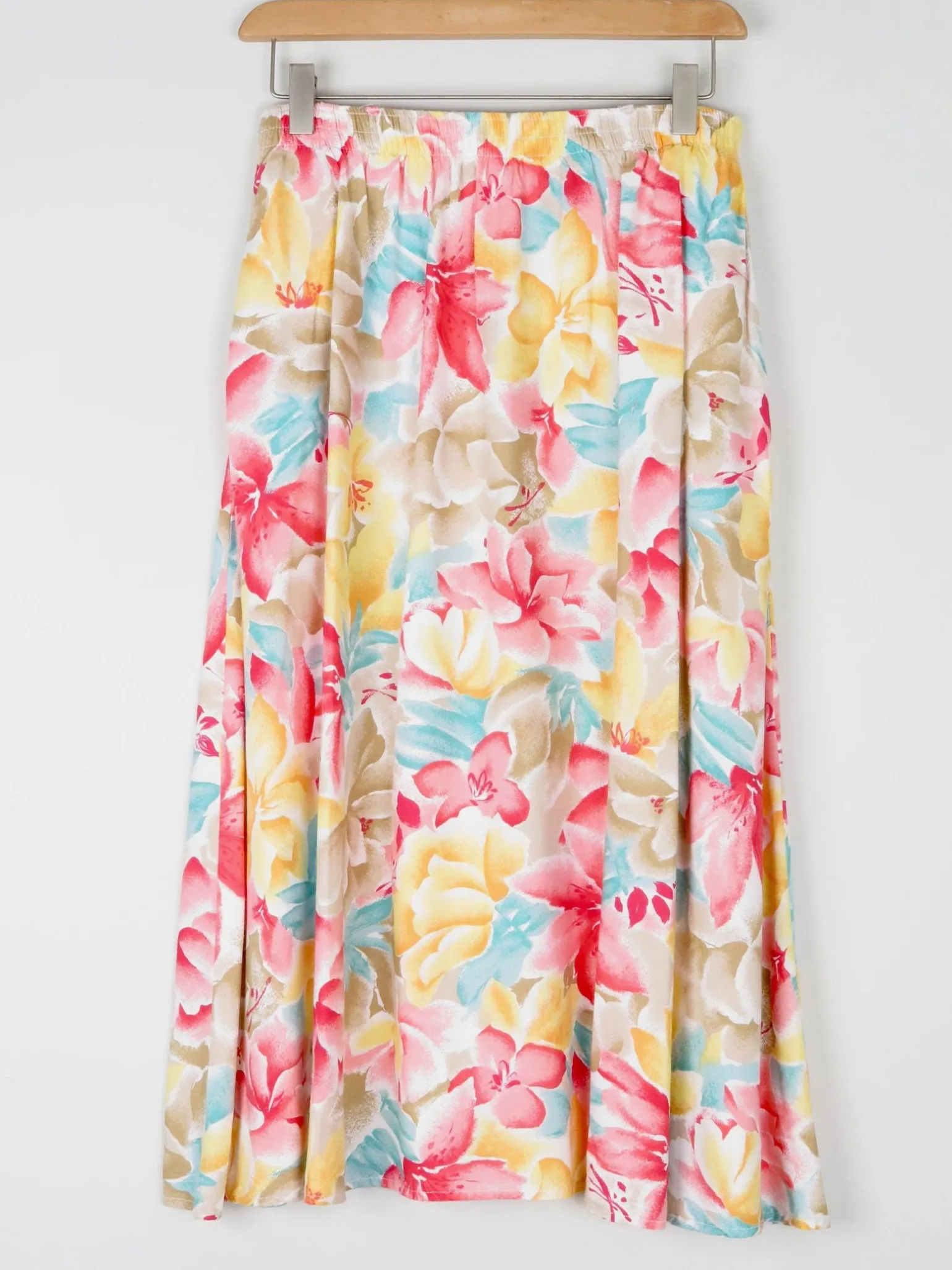 Floral Vintage Skirt With Elasticated Waist S