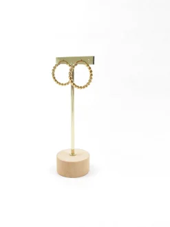 Gold Coloured Metal Twisted Hoop Earrings