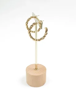 Gold Metal Hoop Earrings Twisted Design New