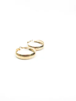 Gold Metal Wide Hoop Earrings New