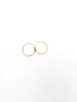 Gold Metal Wide Hoop Earrings New