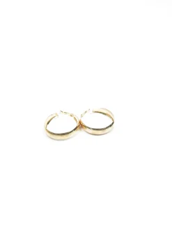 Gold Metal Wide Hoop Earrings New