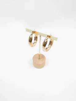 Gold Metal Wide Hoop Earrings New