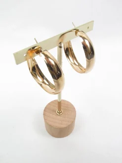 Gold Metal Wide Hoop Earrings New