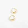 Gold Plated Wide Hoop Earrings With Greek Key Monogram