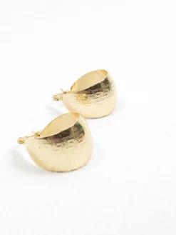 Gold Plated Wide Hoop Earrings With Greek Key Monogram