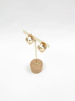 Gold Plated Wide Hoop Earrings With Greek Key Monogram